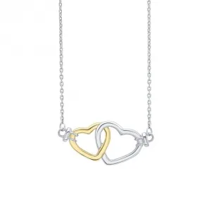 Gold Sterling Silver Interlinking Double Heart Necklace N4596