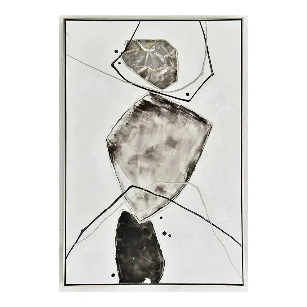 Gold Stone II Abstract Modern Black and Grey Painting on Canvas