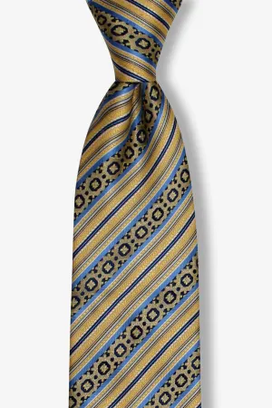 Gold Striped Geometric Tie