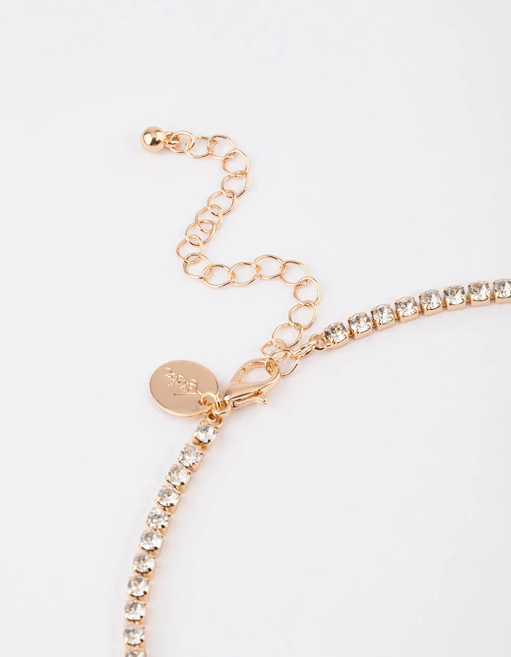 Gold Teardrop Diamante Cupchain Jewellery Set