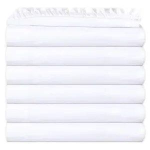 GOLD TEXTILES King White Fitted Sheets Pack of 6 (78x80 14 Inches) Polycotton T200, Percale Weave - Economy Bed Sheet for Home Bedding, Hospital, Massage Table Hotel, Easy Care, Soft Feel (6, King)