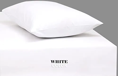 GOLD TEXTILES King White Fitted Sheets Pack of 6 (78x80 14 Inches) Polycotton T200, Percale Weave - Economy Bed Sheet for Home Bedding, Hospital, Massage Table Hotel, Easy Care, Soft Feel (6, King)