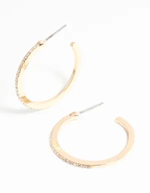 Gold Thin Diamante Hoop Earrings