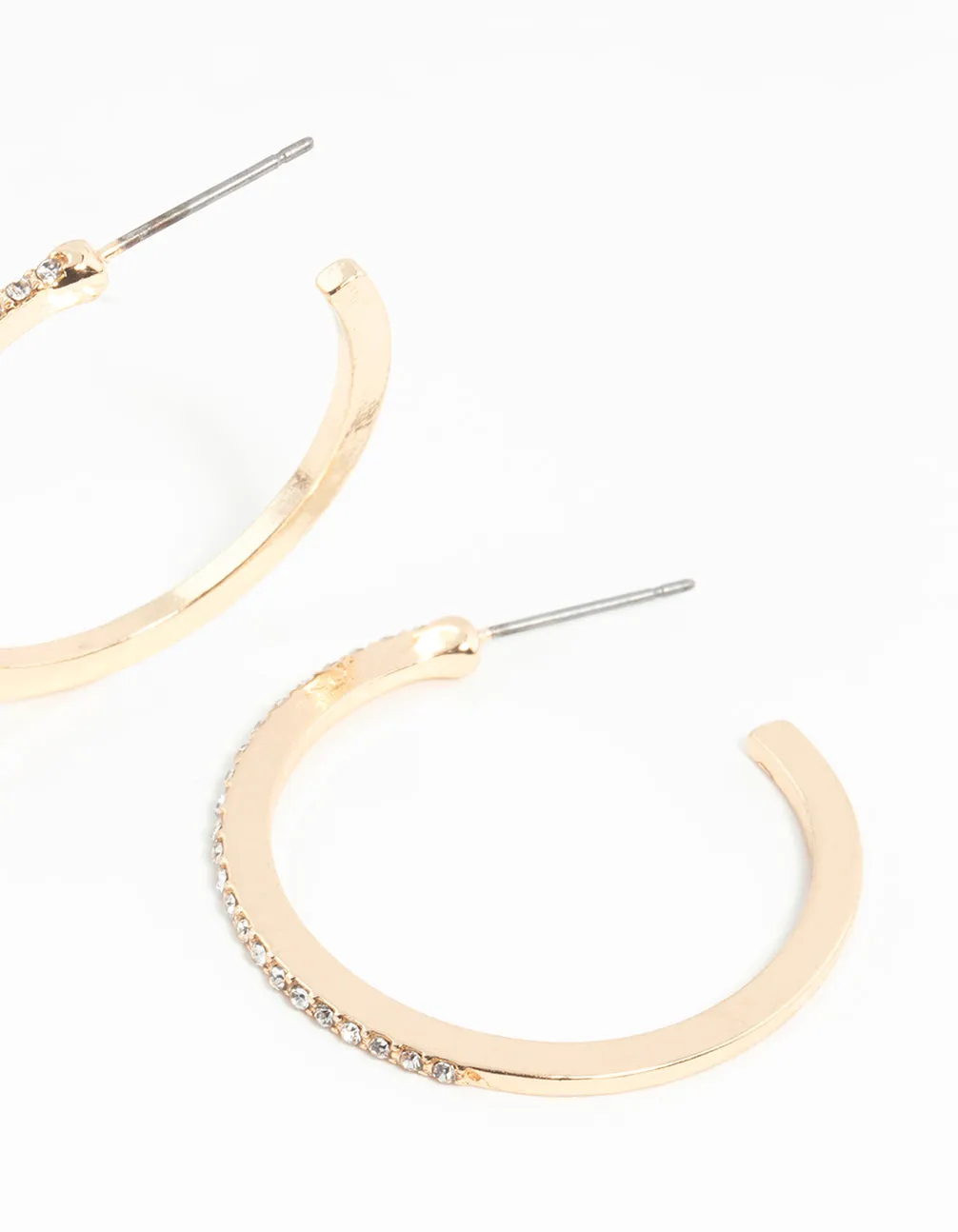 Gold Thin Diamante Hoop Earrings