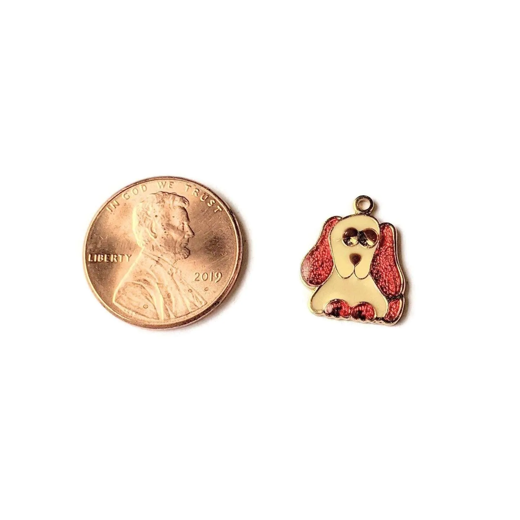 Gold-Tone Dog Enamel Charm