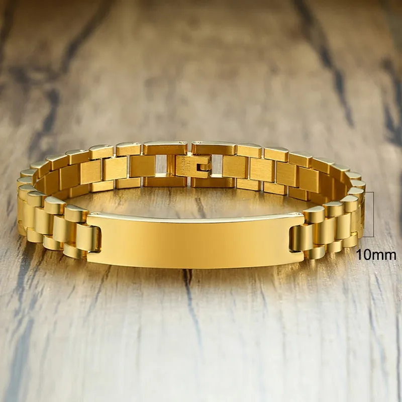 Gold Tone Stainless Steel Men's ID Bracelets Gift