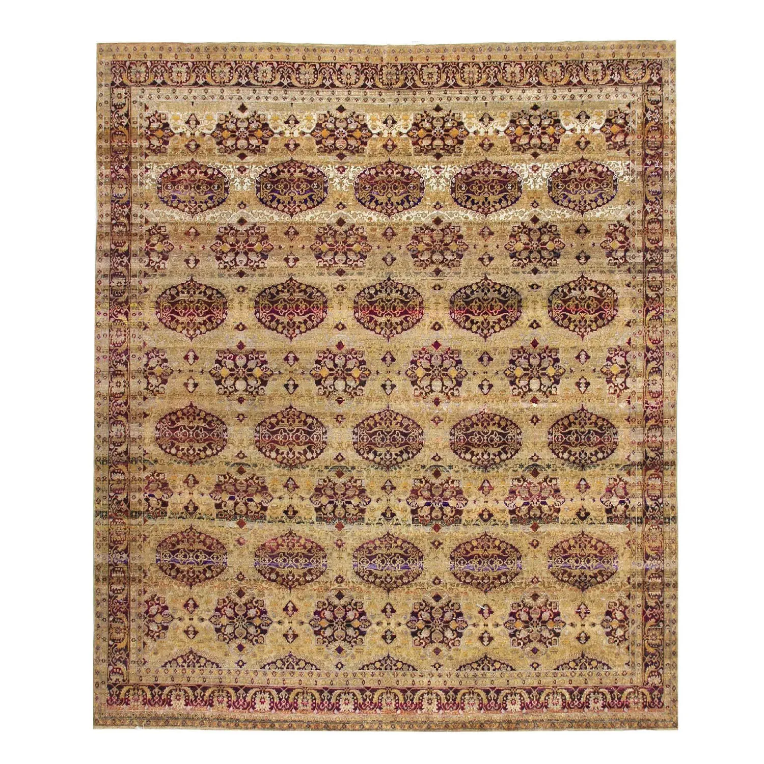 Gold Traditional Wool Silk Blend Rug - 12'2" x 12'2"