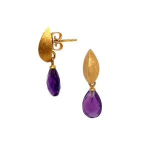 Gold Vermeil & Faceted Amethyst Studs with Drop