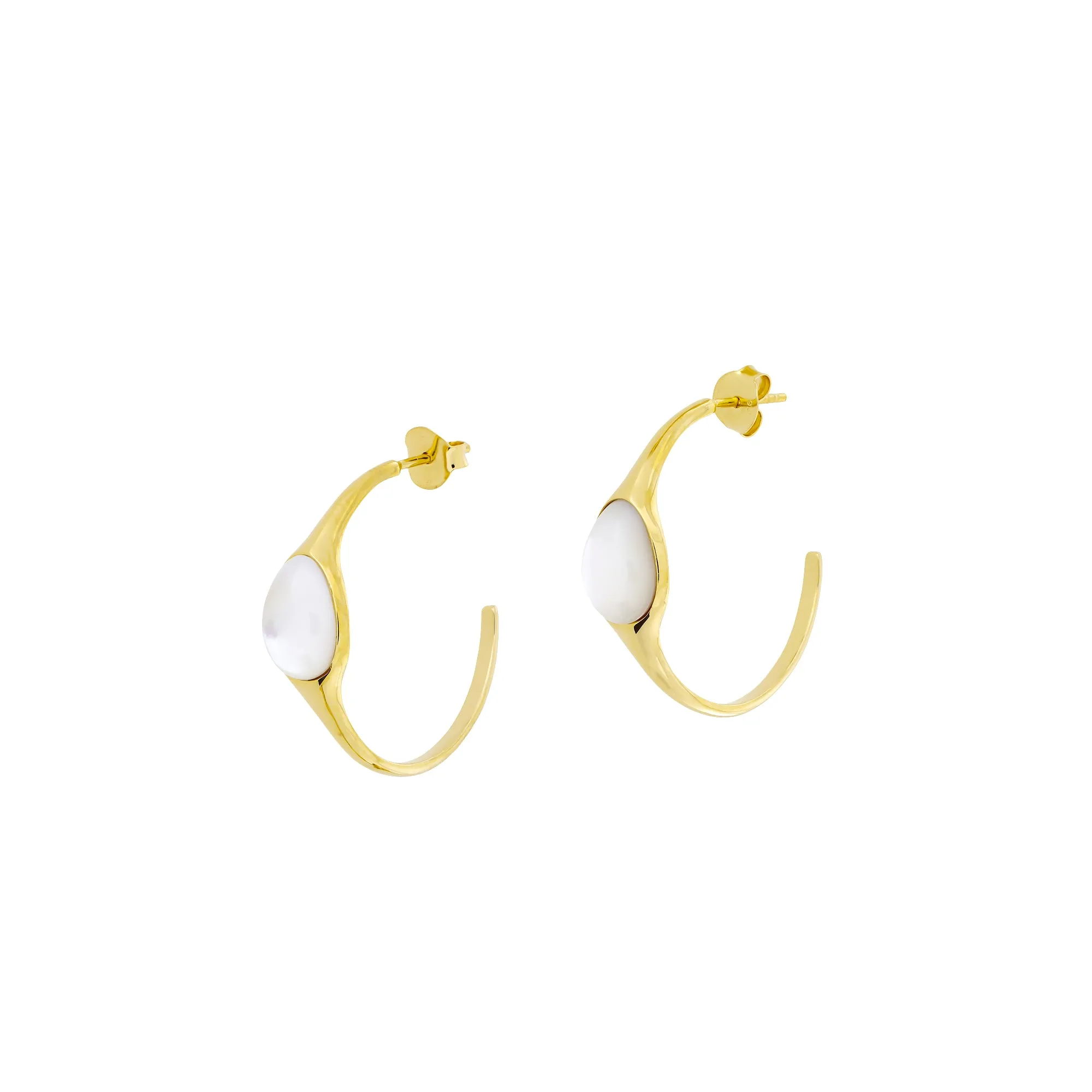 Gold Vermeil & Mother of Pearl Hoop Earrings