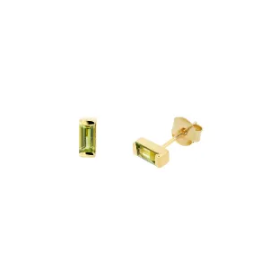 Gold Vermeil Peridot Baguette Stud Earrings