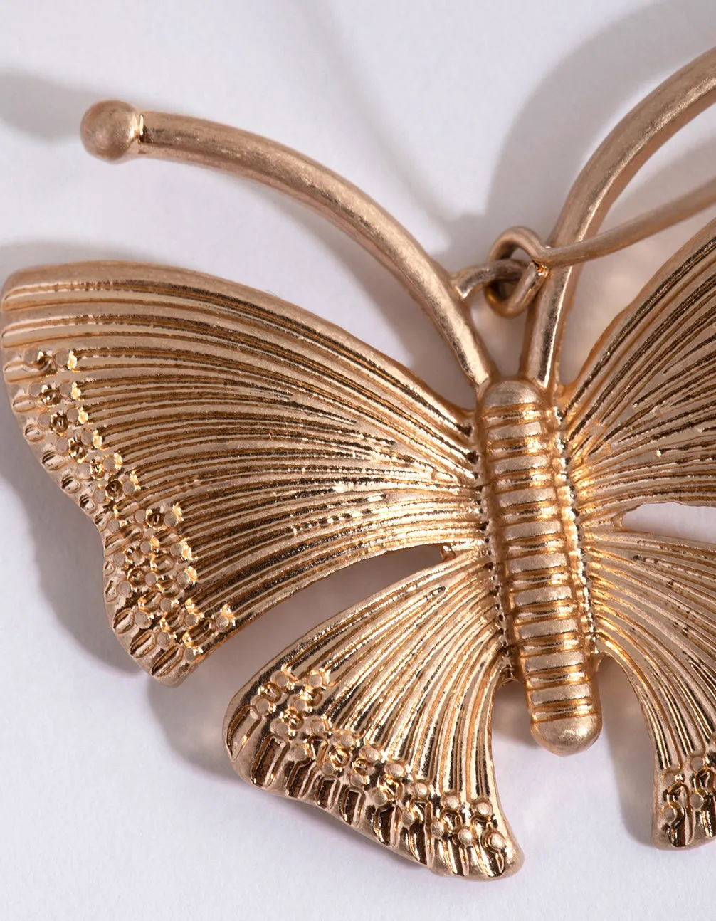 Gold Vintage Butterfly Drop Earrings