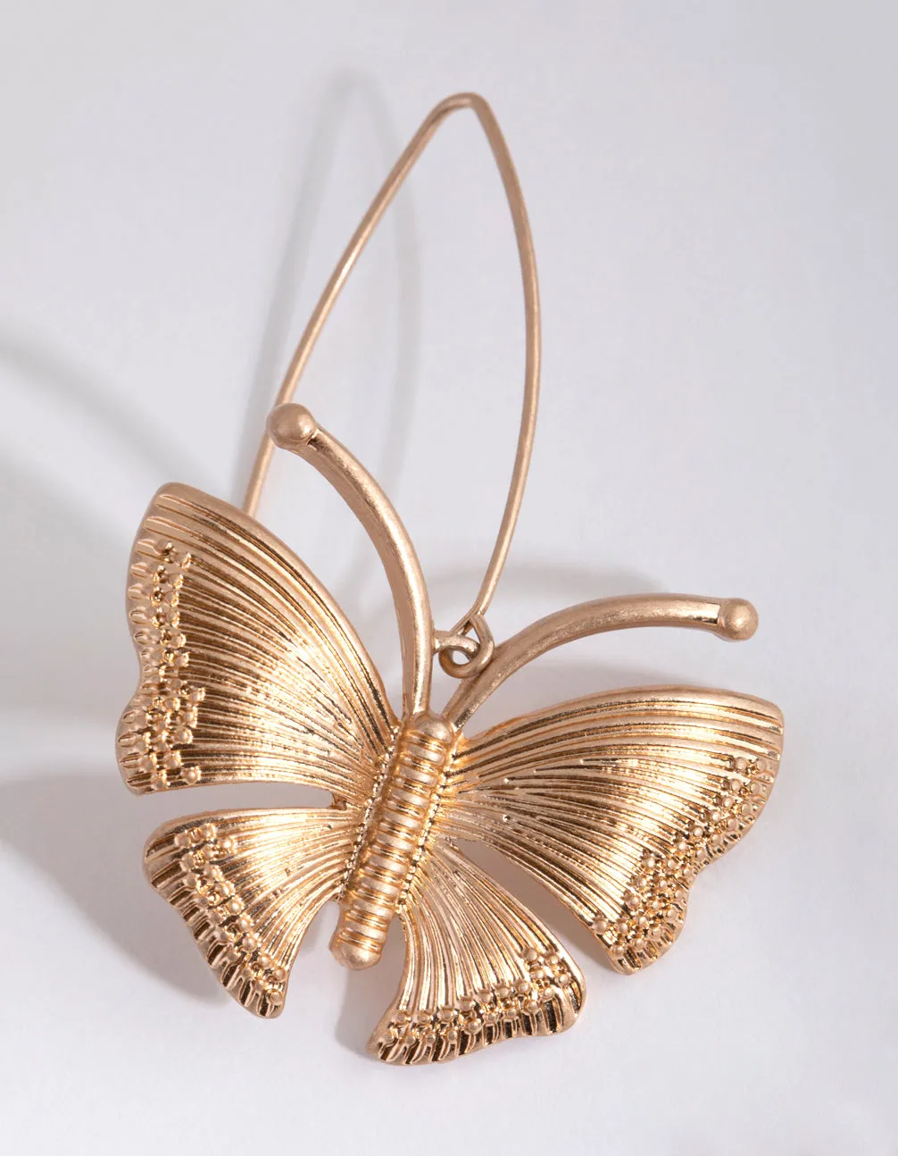 Gold Vintage Butterfly Drop Earrings