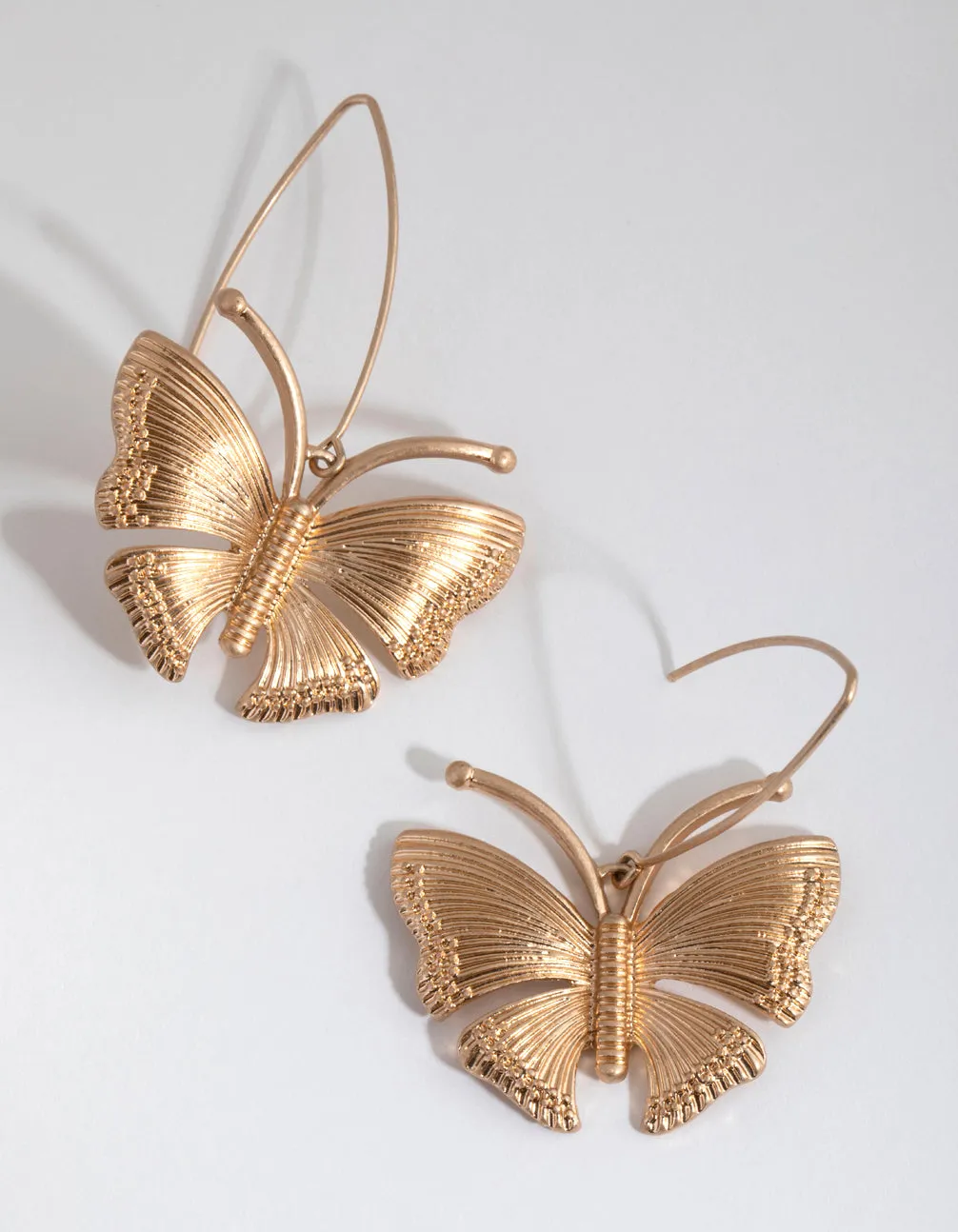 Gold Vintage Butterfly Drop Earrings