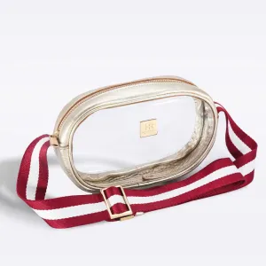 Gold Vinyl Annie   Maroon and White Striped Strap