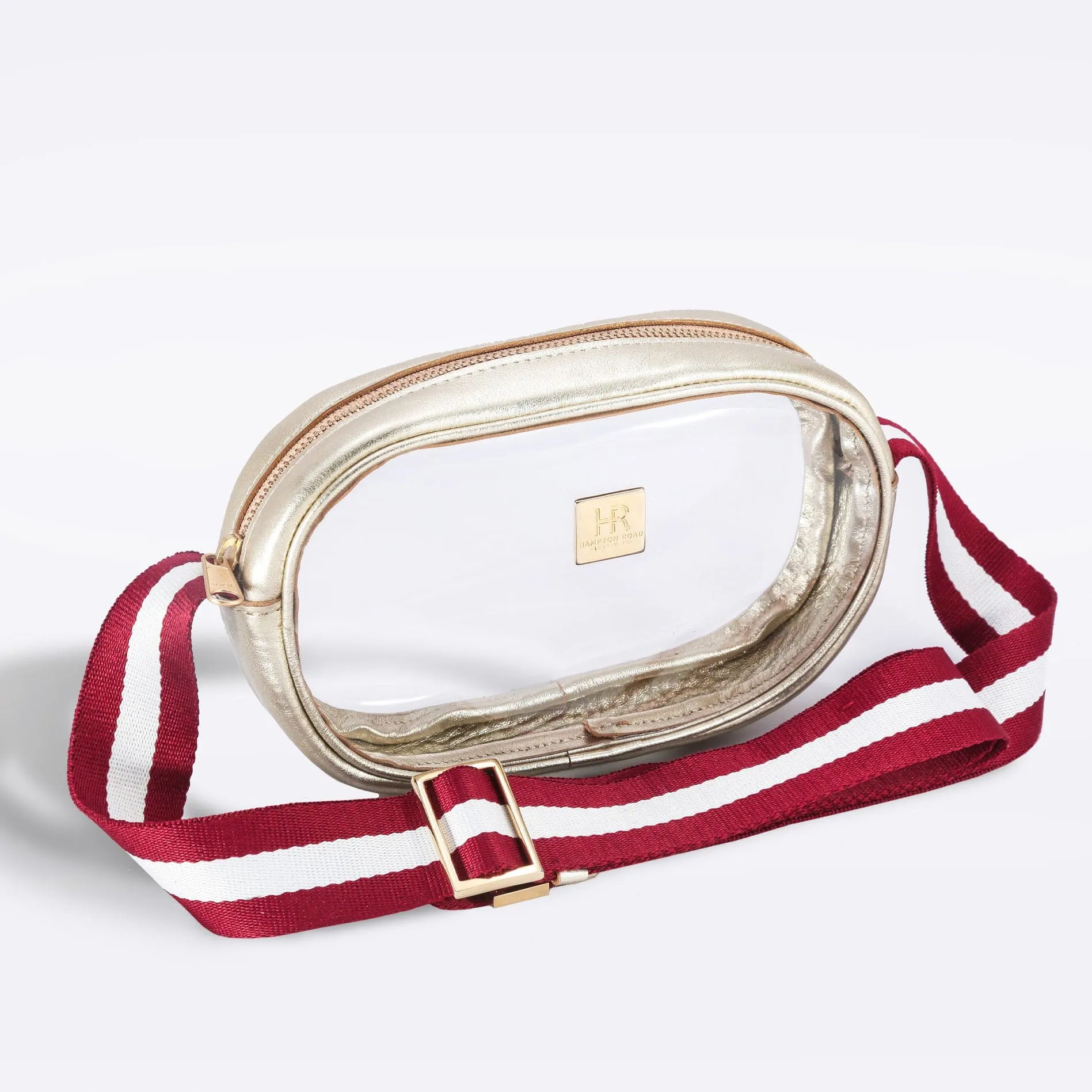 Gold Vinyl Annie   Maroon and White Striped Strap