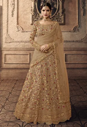 Golden All Floral Wedding Lehenga Set