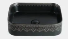 Golden Aura Rectangular Wash Basin With Luxurious Gold Artwork Perfect For Your Bathroom By TGF