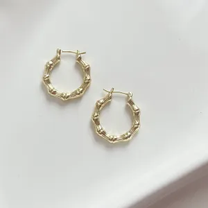 Golden Bamboo Hoop Earrings