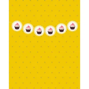 Golden Cupcake Banner Printed Backdrop