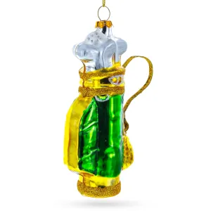 Golden Golf Bag Blown Glass Christmas Ornament