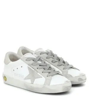 Golden Goose leather and suede Super-Star sneakers, white