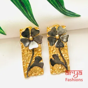 Golden Gray Ethnic Earrings