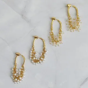 Golden Hoop Acrylic Pearl Beaded Earrings