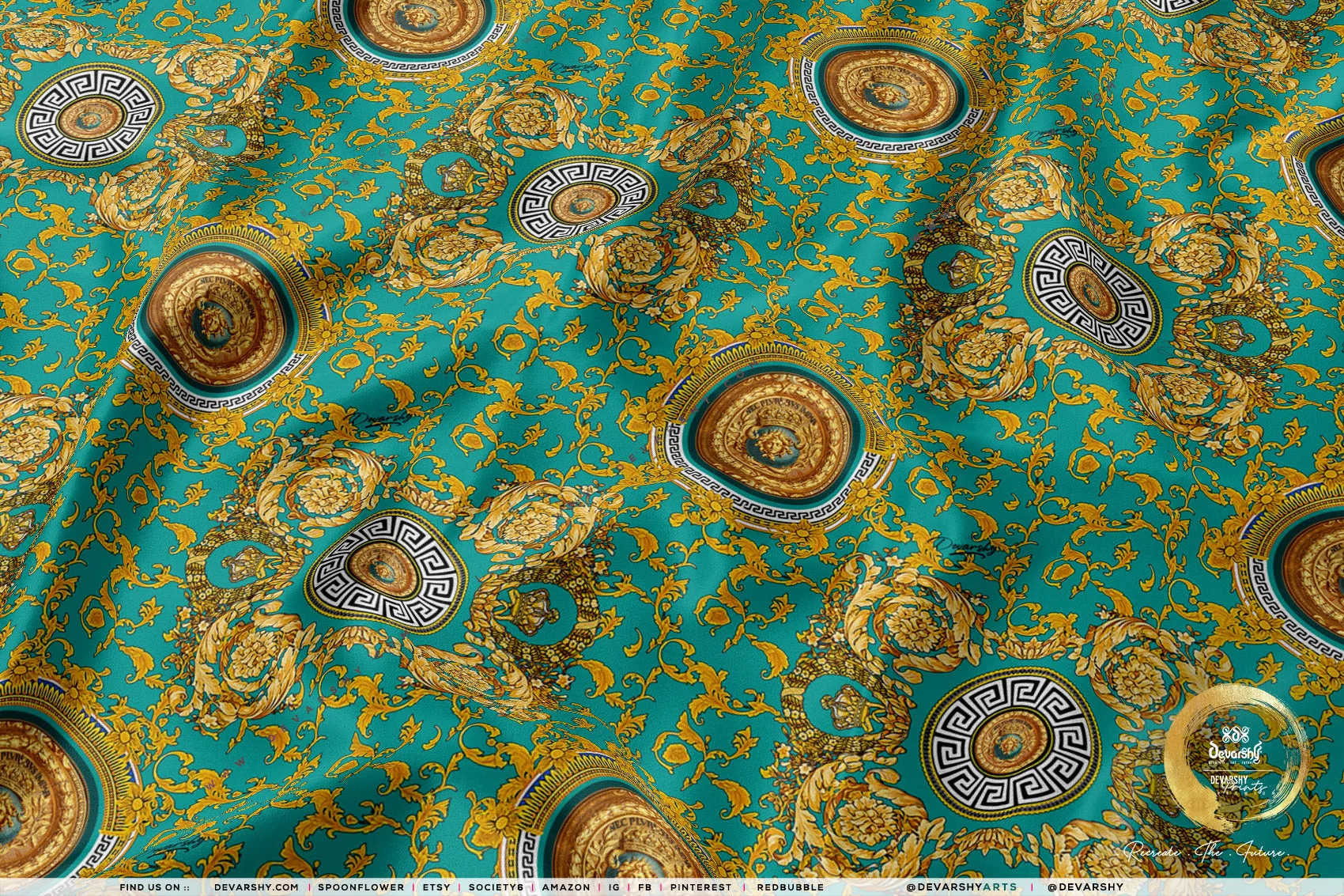 Golden Medallion Apparel Fabric 3Meters , 9 Designs | 8 Fabrics Option | Baroque Fabric By the Yard | 031