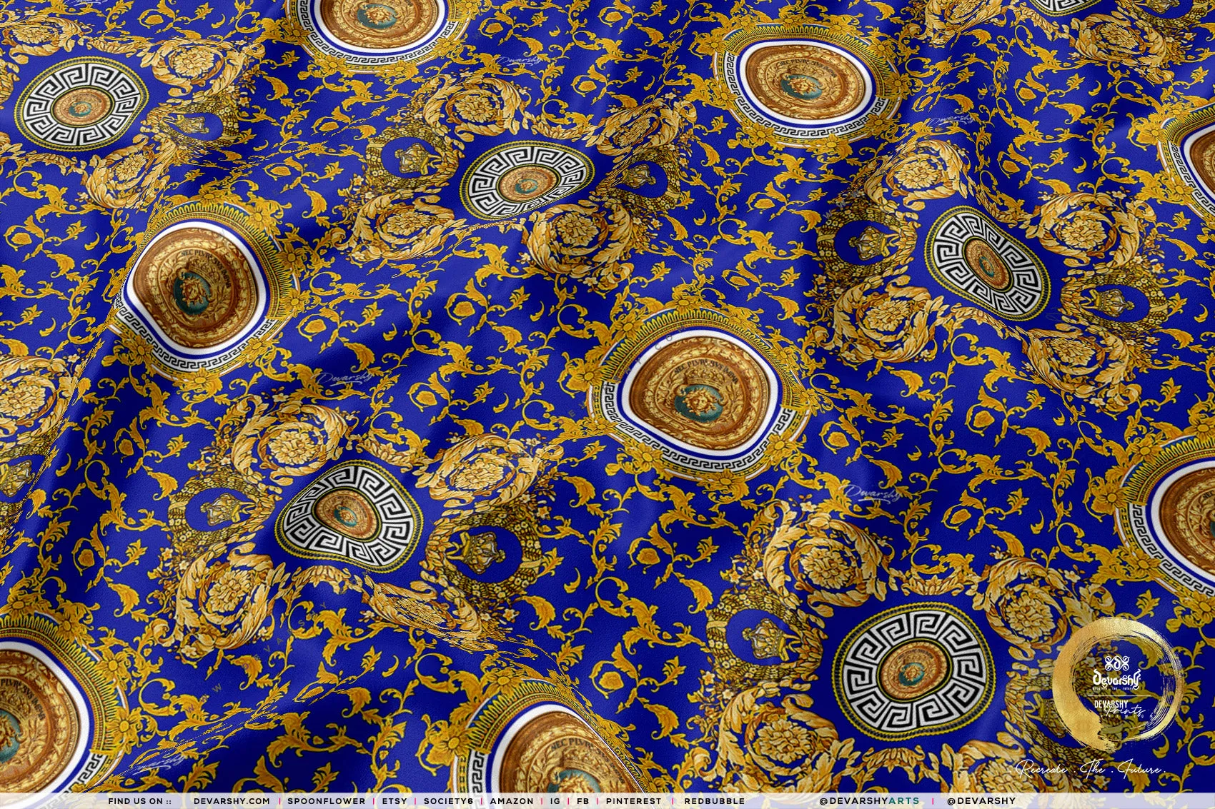 Golden Medallion Apparel Fabric 3Meters , 9 Designs | 8 Fabrics Option | Baroque Fabric By the Yard | 031