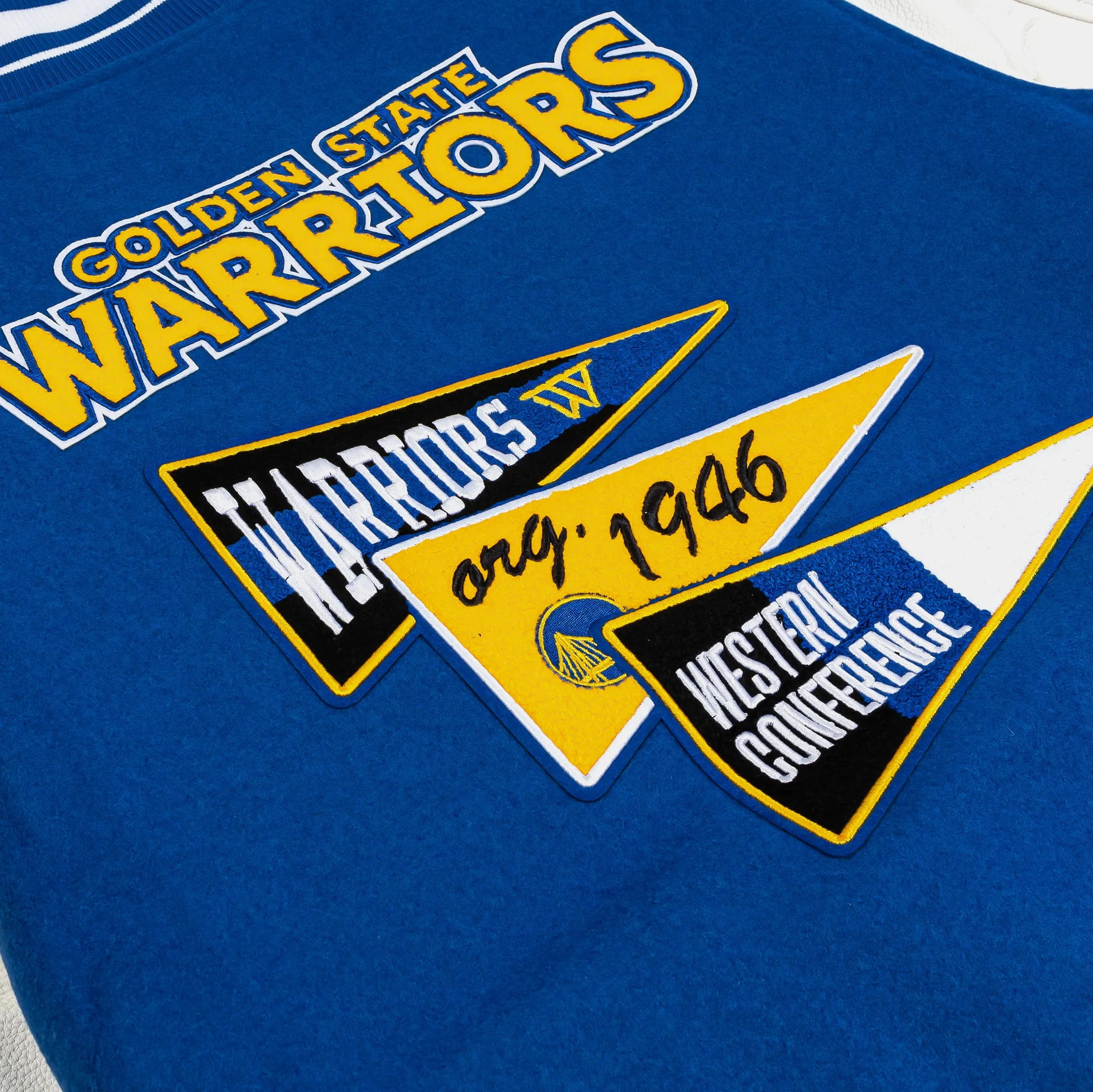 Golden State Warriors Varsity Mens Jacket (Blue/White)