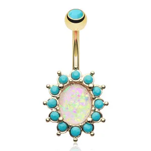 Golden Turquoise Opale Belly Piercing Ring