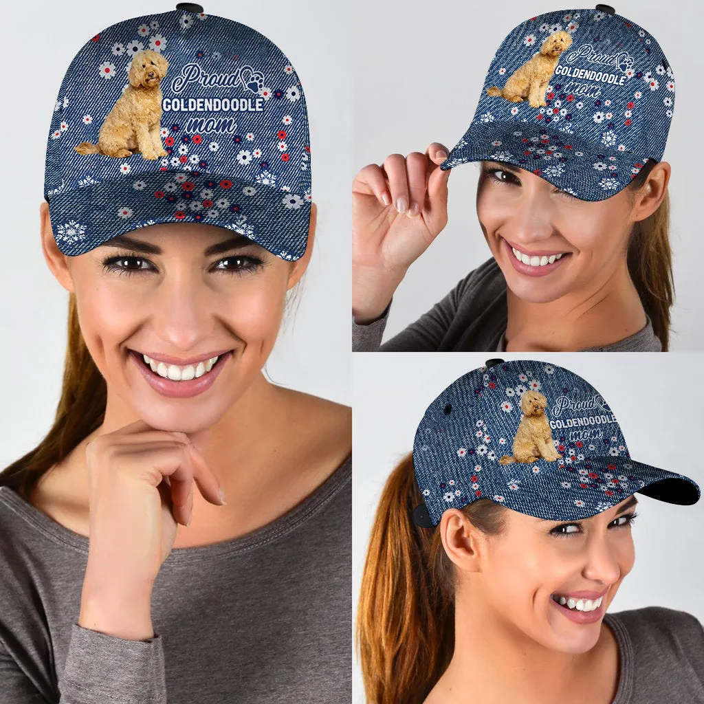 Goldendoodle Proud Mom Baseball Cap Hat In Flower Pattern, Classic Cap Hat For Dog Lovers