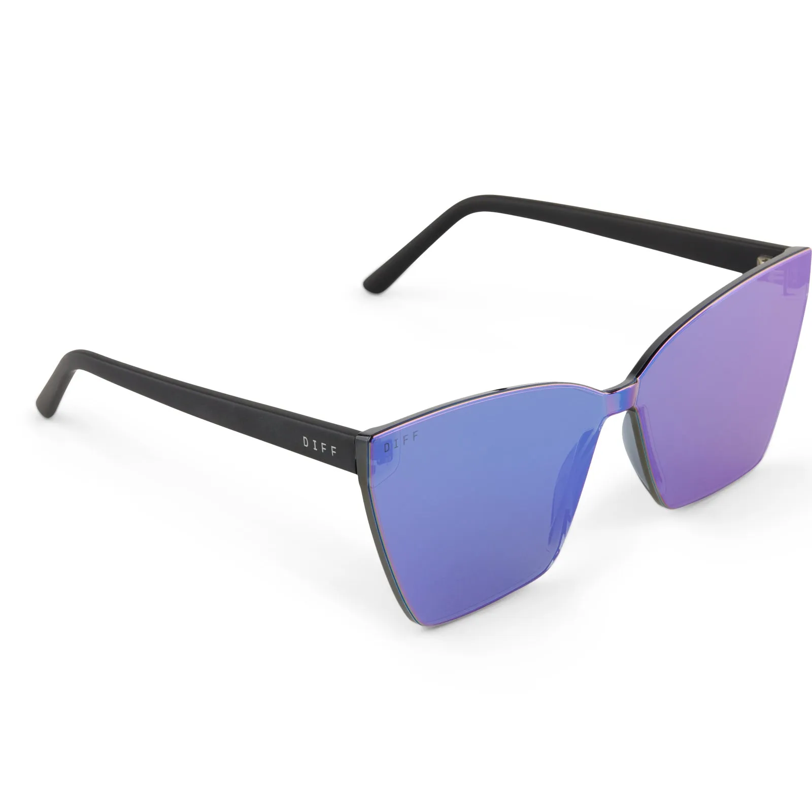 GOLDIE - MATTE BLACK   PURPLE MIRROR SUNGLASSES