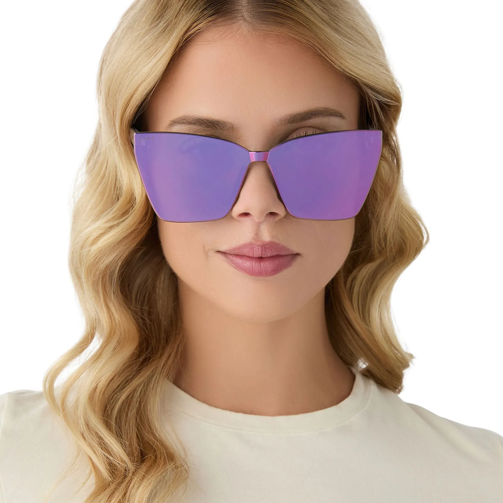 GOLDIE - OPALESCENT PINK   CHERRY BLOSSOM MIRROR SUNGLASSES