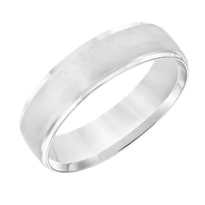 Goldman Men's 6MM Wedding Band with Brushed Half-Dome Center and Polished Edge in 14K White Gold