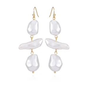 Goldtone Pearl Linear Drop Earrings