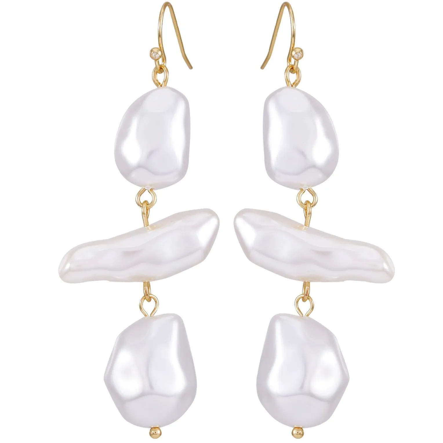 Goldtone Pearl Linear Drop Earrings