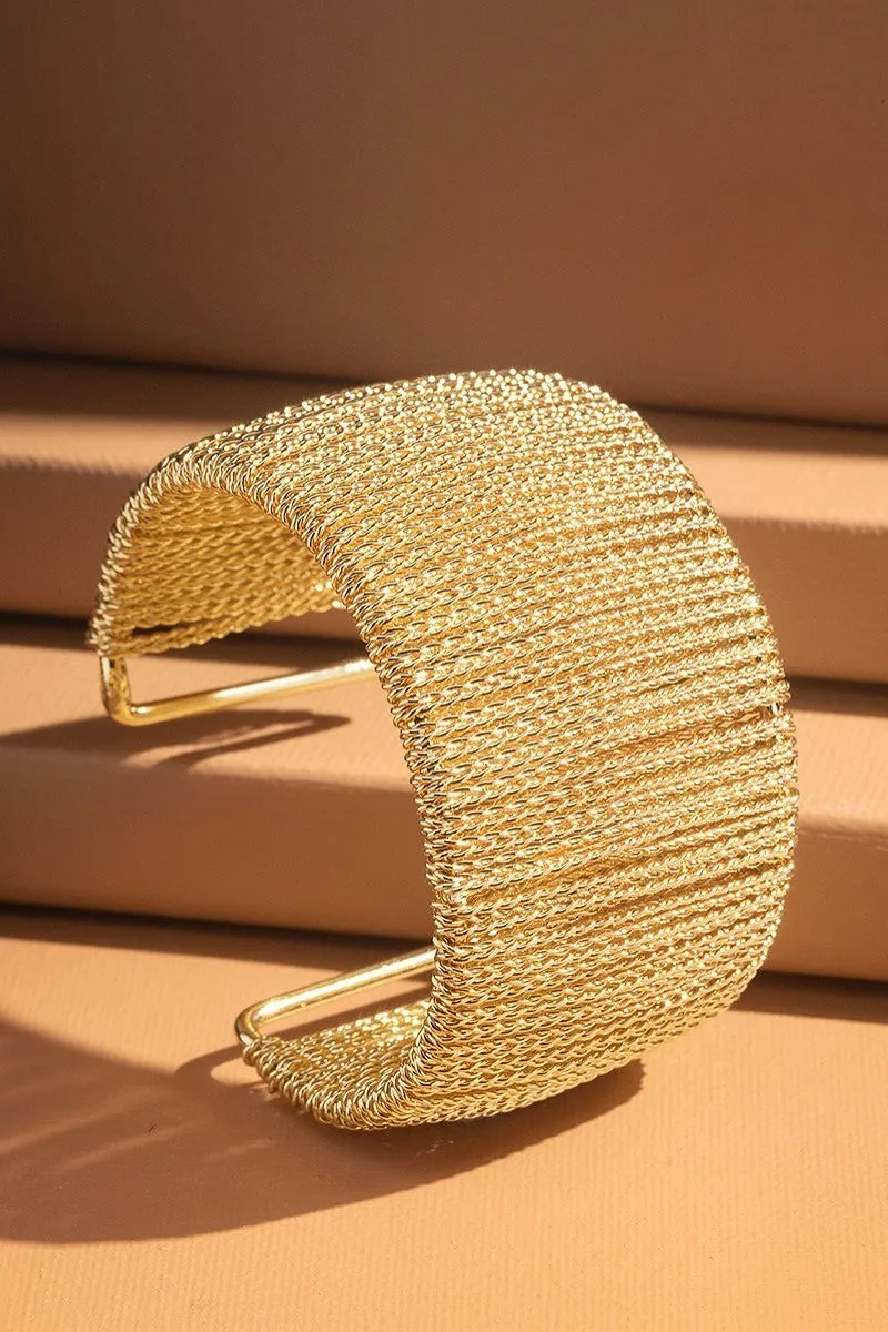 Goldtone Wire Wrap Statement Cuff