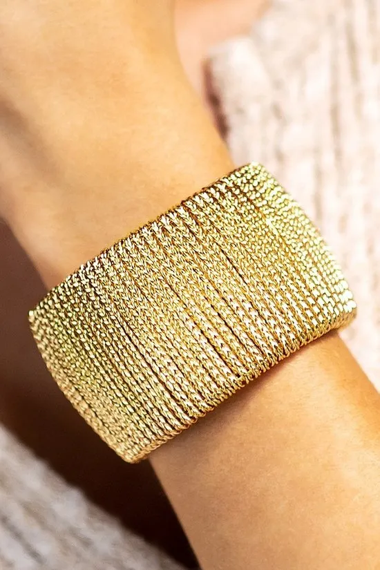 Goldtone Wire Wrap Statement Cuff