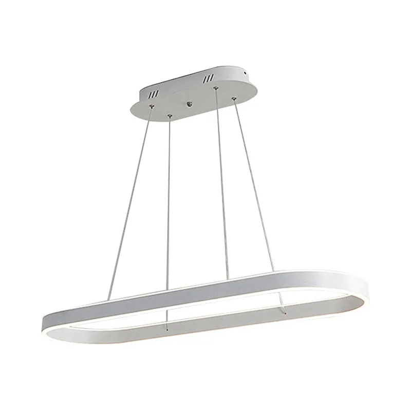 Gold/White Oval Suspension Pendant LED Ceiling Light - 31.5"/39"/47" Wide - Minimalist Style - Warm/White Light - Over Island