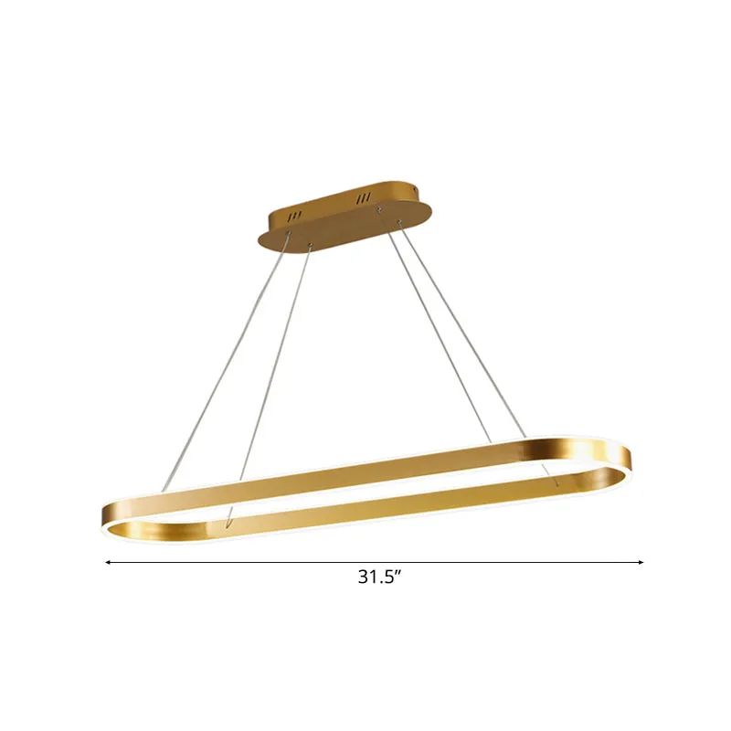 Gold/White Oval Suspension Pendant LED Ceiling Light - 31.5"/39"/47" Wide - Minimalist Style - Warm/White Light - Over Island