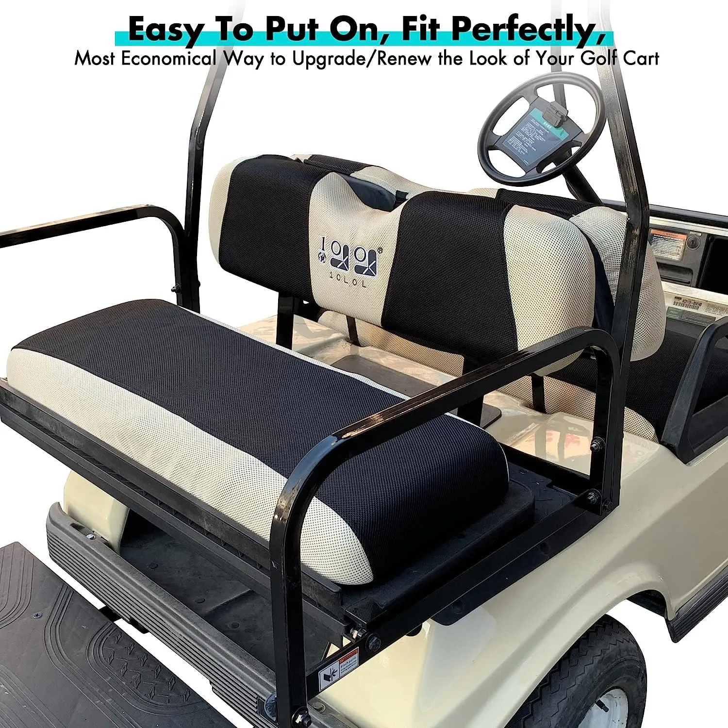 Golf Cart Front Rear Seat Cover Set for EZGO TXT RXV & Club Car DS - 10L0L