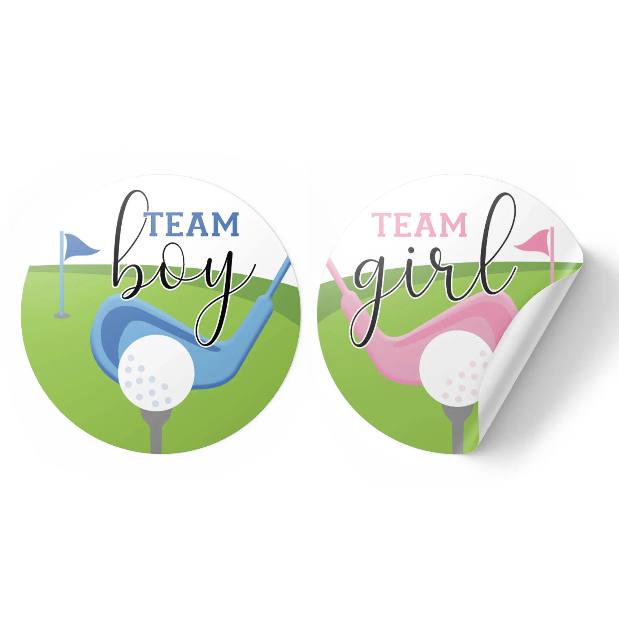 Golf Gender Reveal Party - Team Boy or Team Girl Stickers - 40 Pack