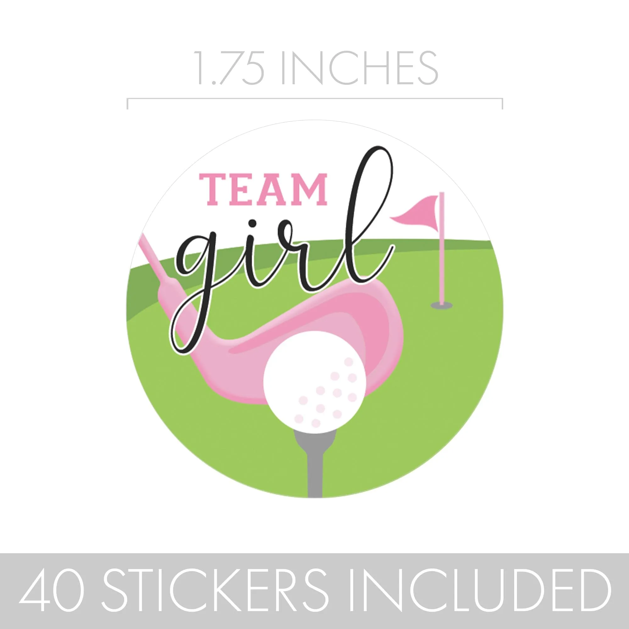 Golf Gender Reveal Party - Team Boy or Team Girl Stickers - 40 Pack