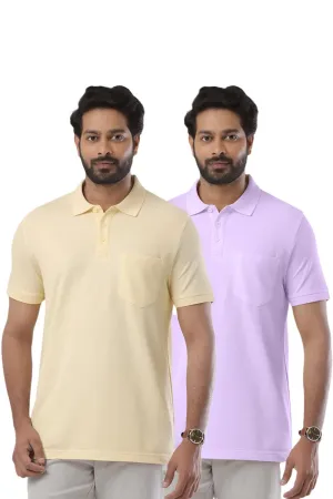 Golf Polo - Pastel Yellow and Lavender T-Shirts Pack Of 2 Combo For Men | Ariser