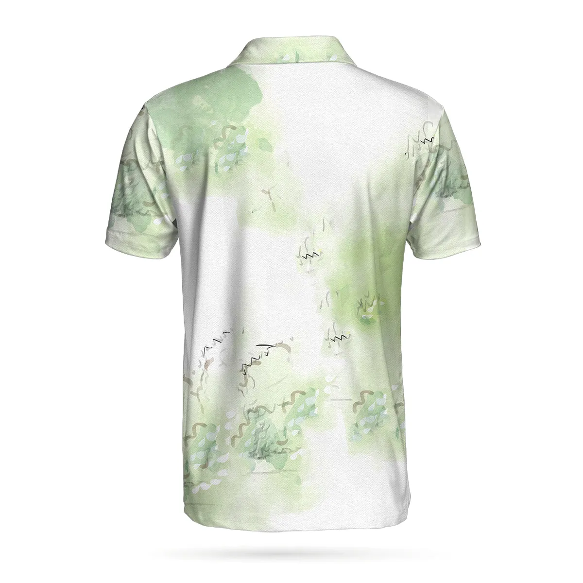 Golfer Painting Short Sleeve Polo Shirt, Green Tree Pattern Golfer Sketching Polo Shirt, Best Golf Shirt For Men Coolspod