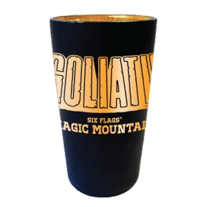 GOLIATH MATTE BLACK PINT GLASS (SIX FLAGS MAGIC MOUNTAIN)