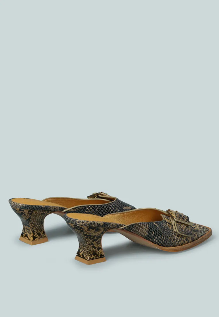 GOMEZ-ART-NOUVEAU Leather Slip-On Sandal in Animal Print