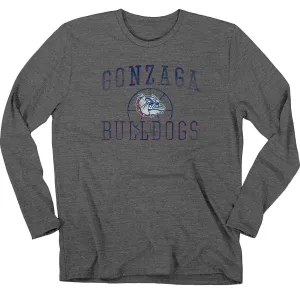 Gonzaga Bulldogs Blue 84 Gray Soft Distressed Logo LS Basketball T-Shirt