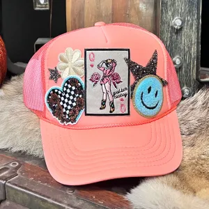 Good Luck Cowboy Queen Peach Custom Trucker Hat